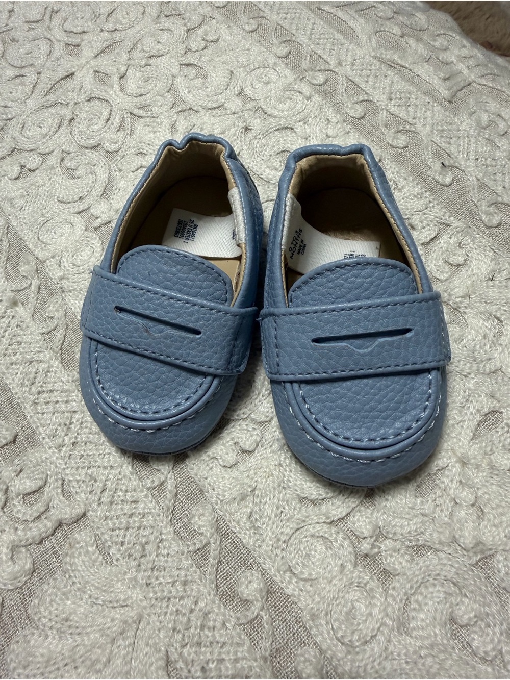 Janie and Jack Blue Textured Baby Slip-On Loafers